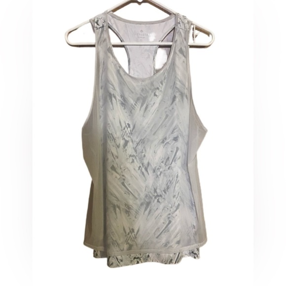 Althleta Women’s Workout Attire Sheer Overlay Layered Racer Back Tank Top Sz XL - Picture 1 of 4